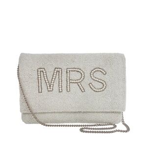 Pretty‎ Robes “MRS” White Beaded Shoulder Bag Clutch